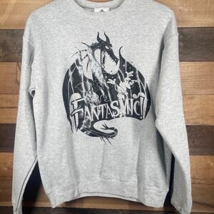 Disney Fantasmic sorcerer Mickey Sweatshirt Small Gray Maleficent Dragon